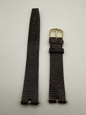 16mm KREISLER Lizard Calfskin Brown NOS Vintage Watch Band & Gold Buckle